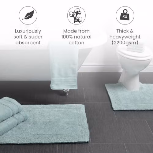 Allure Bath Fashions Elegance Reversible Heavyweight Cotton Bath Mat, W: 53 cm, D: 85 cm, Grey – 2