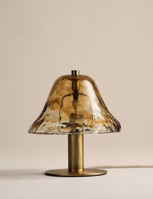 M&S Wavy Glass Mushroom Table Lamp in Brown and Bronze