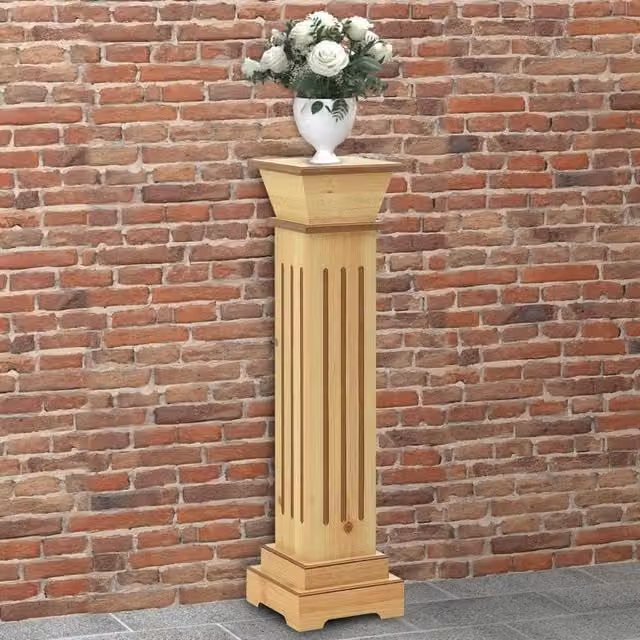 Berkfield Home Classic Square Pillar Plant Stand in Brown MDF, W/D/H: 17 x 17 x 66 cm