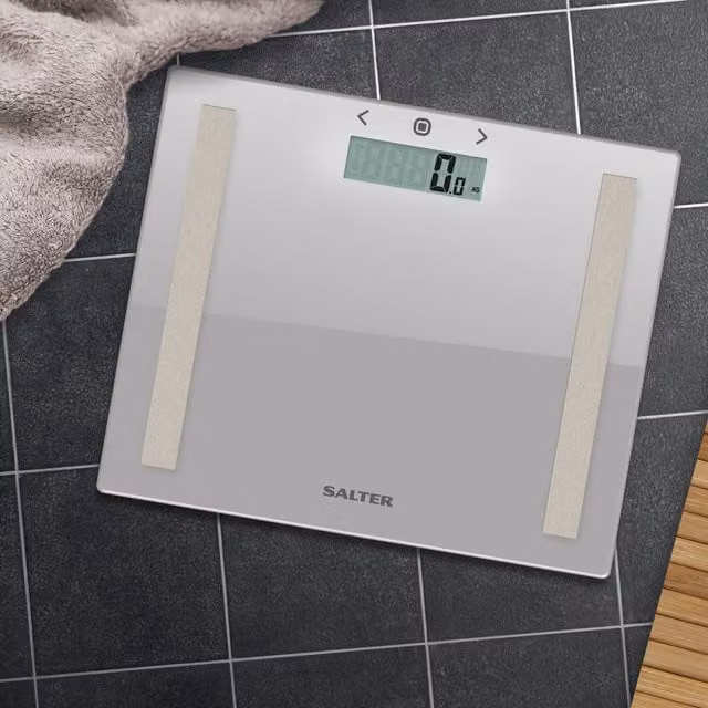 Salter Compact Analyser Digital Personal Scales in White with Glass Surface
