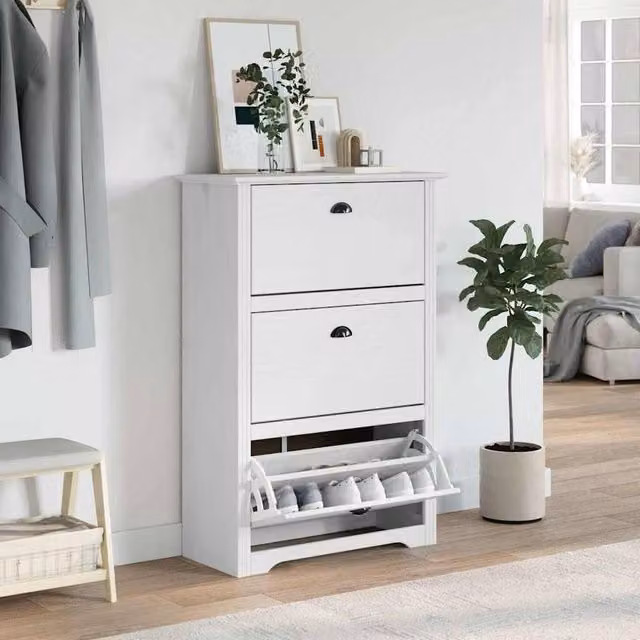 Berkfield Home BODO Shoe Rack in White, W/D/H: 80 x 35 x 118 cm – 1