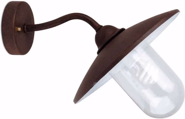 Faro Wally Adjustable Outdoor Fisherman Dome Wall Light in Rust Brown