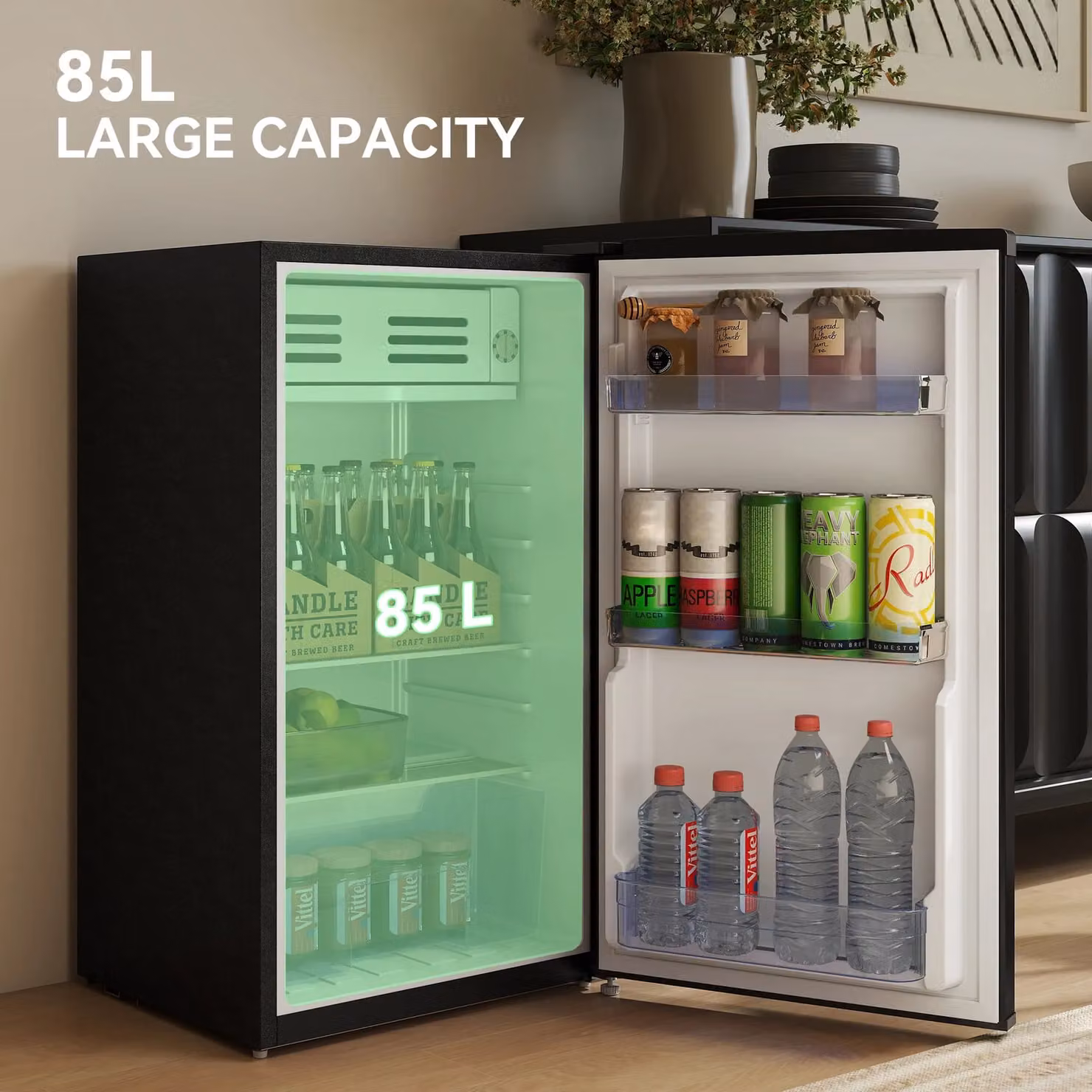 HOMCOM 85L Freestanding Under Counter Fridge with Chiller Box and LED Interior Light in White – 2
