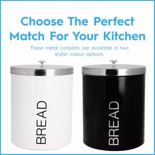 Harbour Housewares Metal Bread Bin in White with Airtight Lid – 5