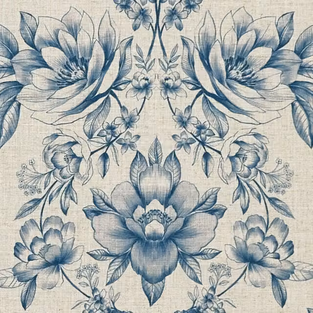 Prestigious Textiles Makassar Printed Fabric in Cobalt Blue