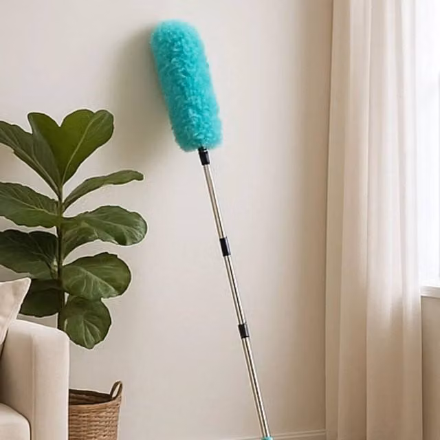EONLION Microfibre Telescopic Duster with Flexible Head in Blue, 100 cm