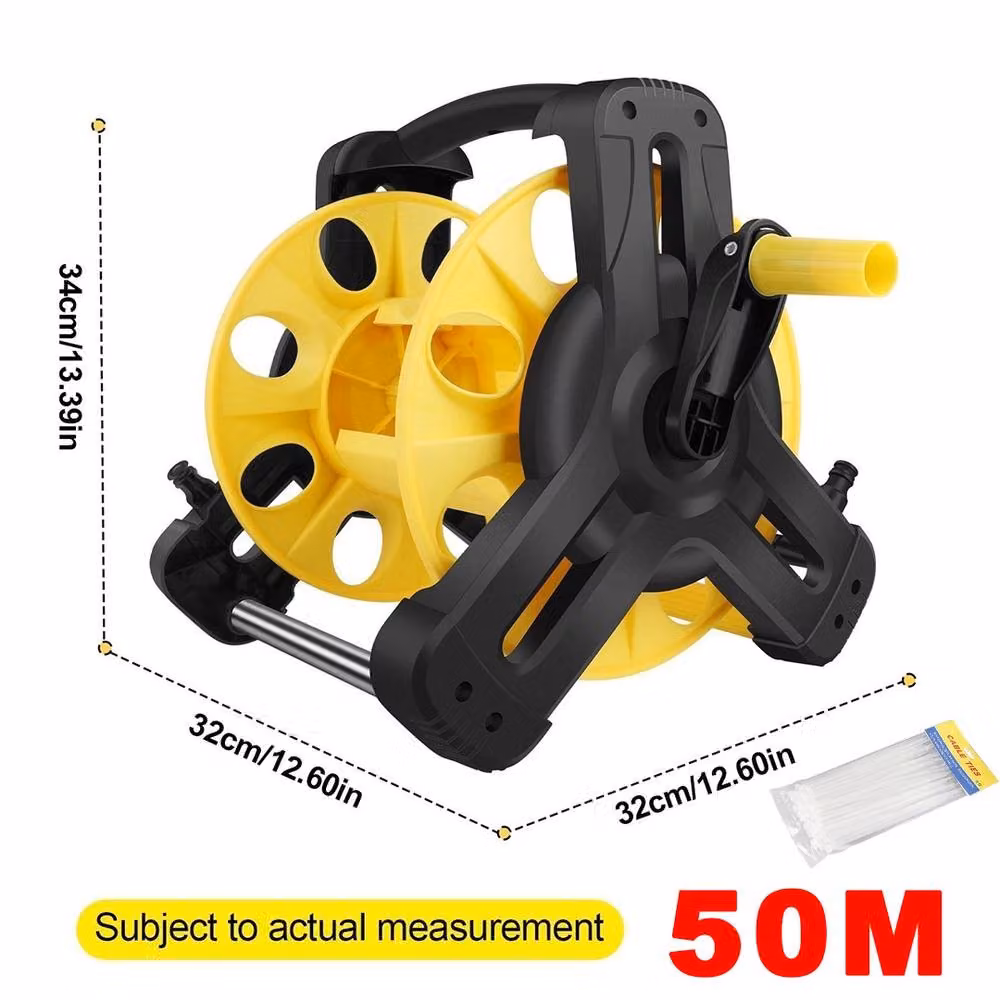 Ventryn Freestanding Garden Hose Pipe Holder Reel in Yellow, Holds up to 50m Hose – 2