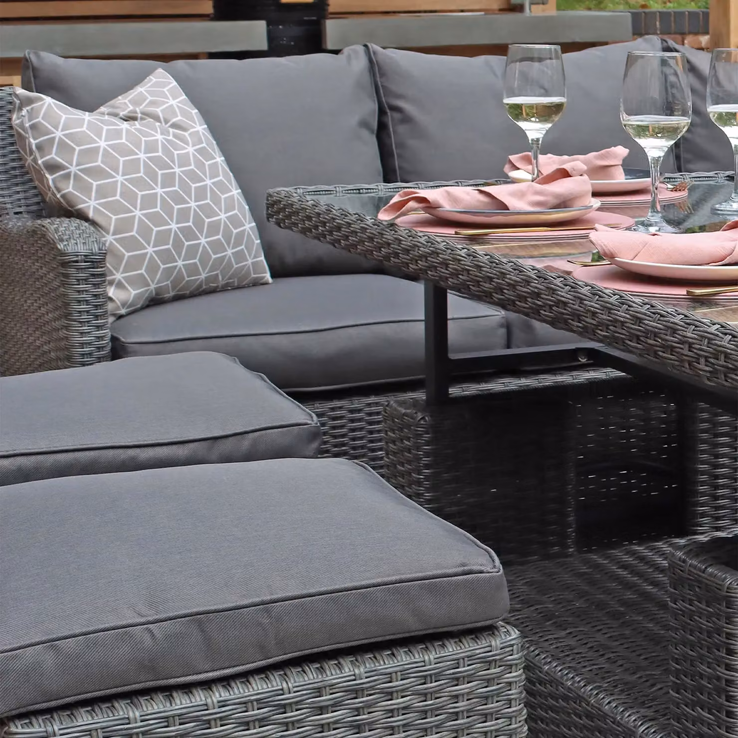 Royalcraft Paris 7pc Deluxe Modular Corner Dining Set in Grey – 4