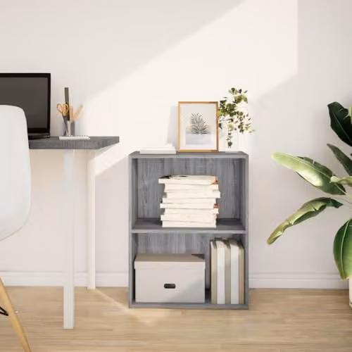 vidaXL Modern Grey Sonoma Bookcase in MDF with Back Panel, W/D/H: 60 x 30 x 77 cm – 2