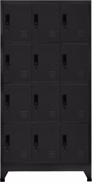 Berkfield Home Modern Steel Locker Cabinet in Matt Black, W/D/H: 90 x 45 x 180 cm – 1