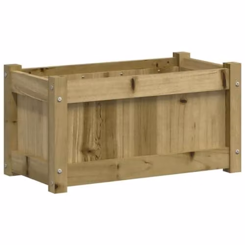 vidaXL Brown Impregnated Pine Wood Garden Planter Tub W: 60 cm, D: 31 cm, H: 31 cm – 1