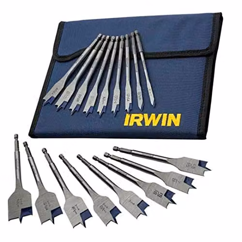 IRWIN Blue Groove 4X Auger Flat Bit Set, 17 Piece, Blue and Silver – 2