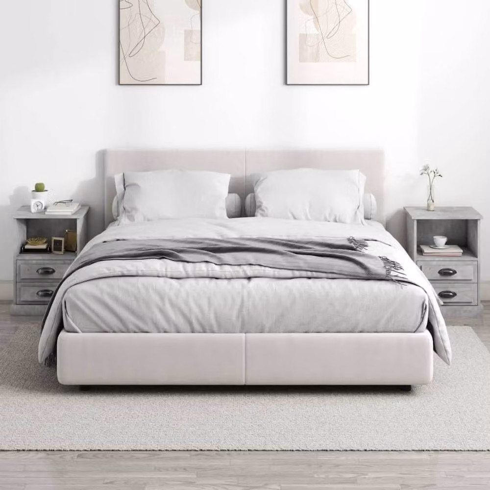 Berkfield Home Bedside Cabinets, 2 Pack, Concrete Grey, W: 43 cm, D: 36 cm, H: 60 cm – 3