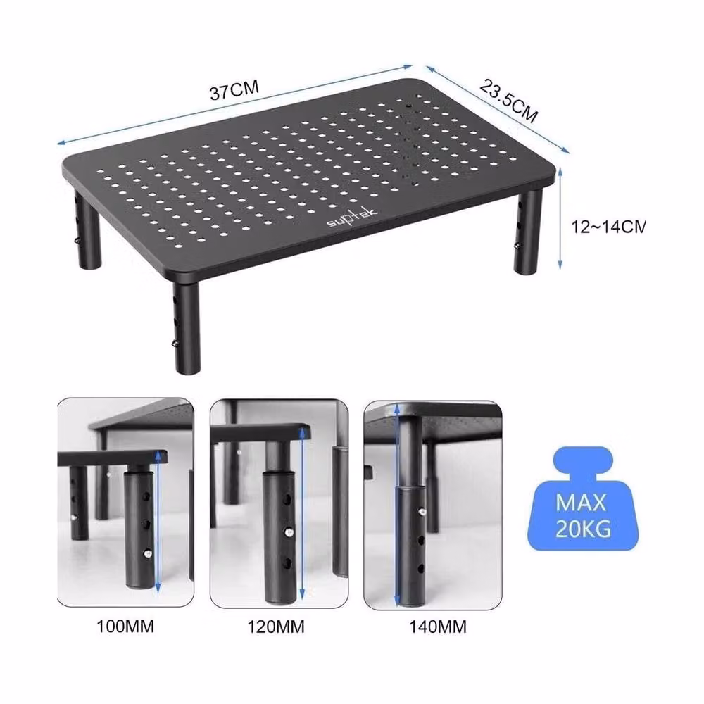 NESTLUNE Height Adjustable Metal Monitor and Laptop Stand Table, Black, W: 100 cm, D: 15 cm – 2
