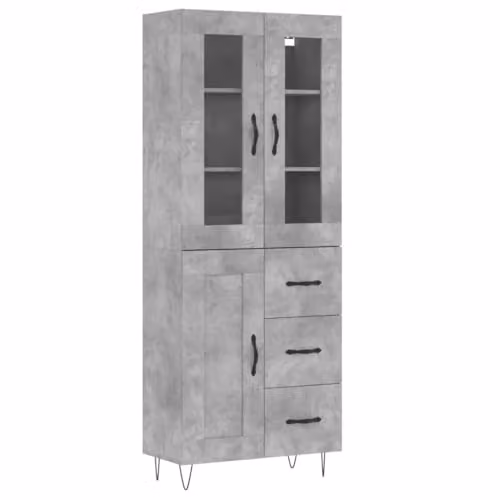 vidaXL Modern Highboard in Grey, W/D/H: 69.5 x 34 x 180 cm
