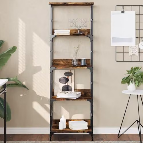 vidaXL Industrial Bookshelf in Smoked Oak, W: 50 cm, D: 33 cm, H: 153 cm – 2