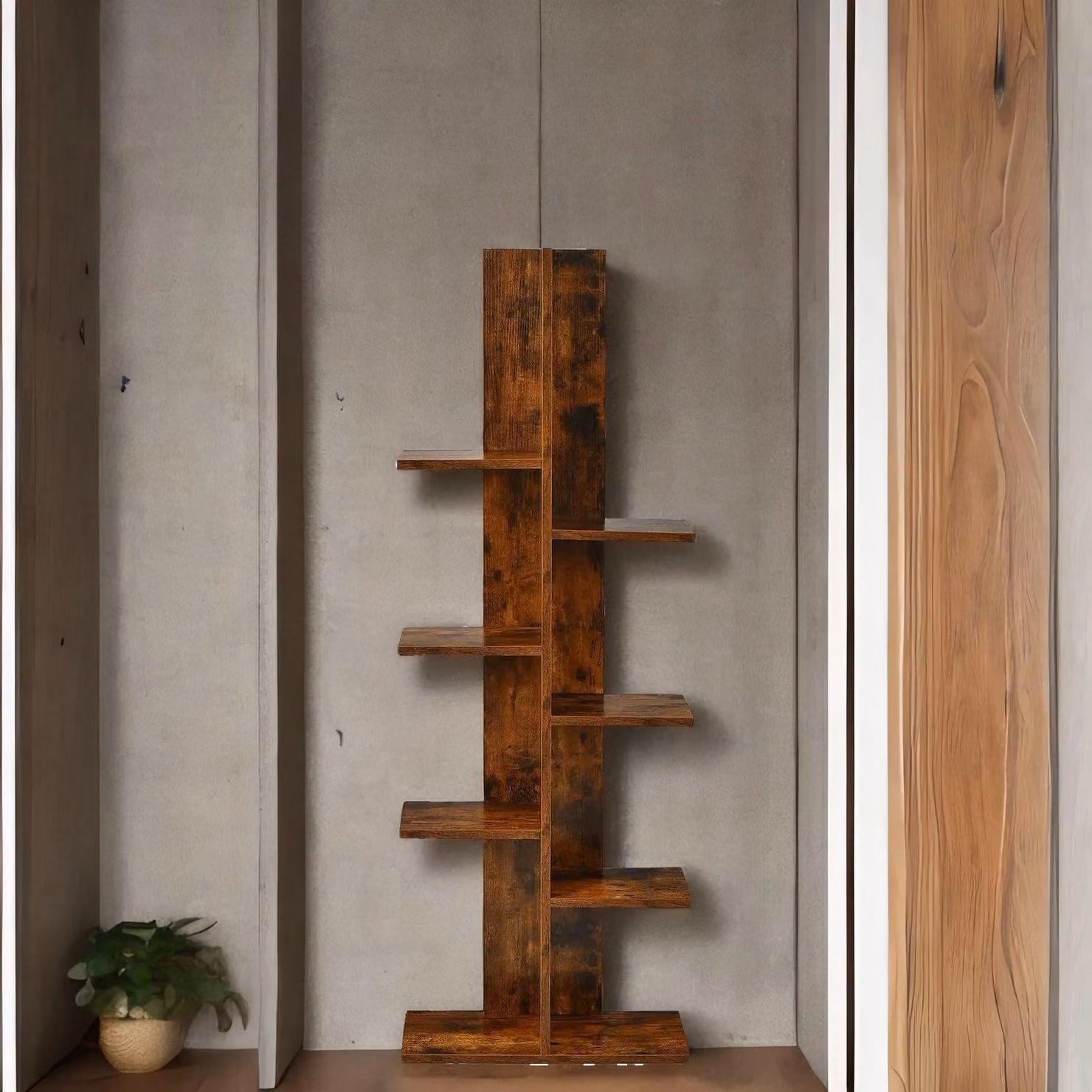 Rafaelo Mobilia Industrial 8 Tier Free-Standing Tree Display Stand in Dark Brown – 2