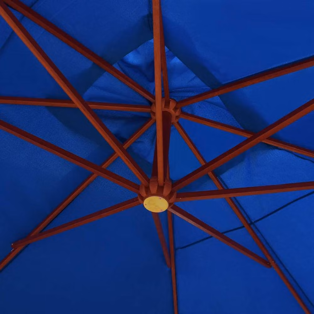 Berkfield Home Blue Cantilever Hanging Parasol with Lacquered Wood Pole, W: 400 cm, D: 300 cm, H: 285 cm – 4