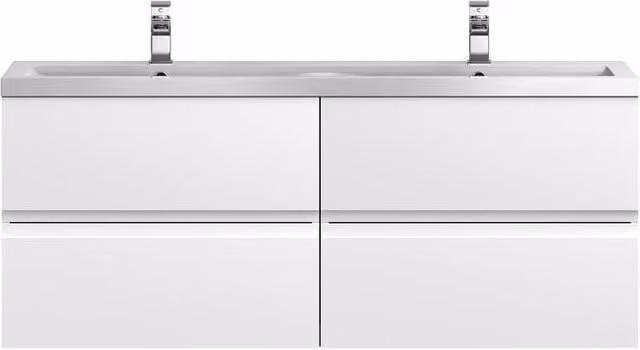 Balterley Mavesyn 4 Drawer Wall Hung Vanity Basin Unit, Satin White, Width: 120 cm – 1