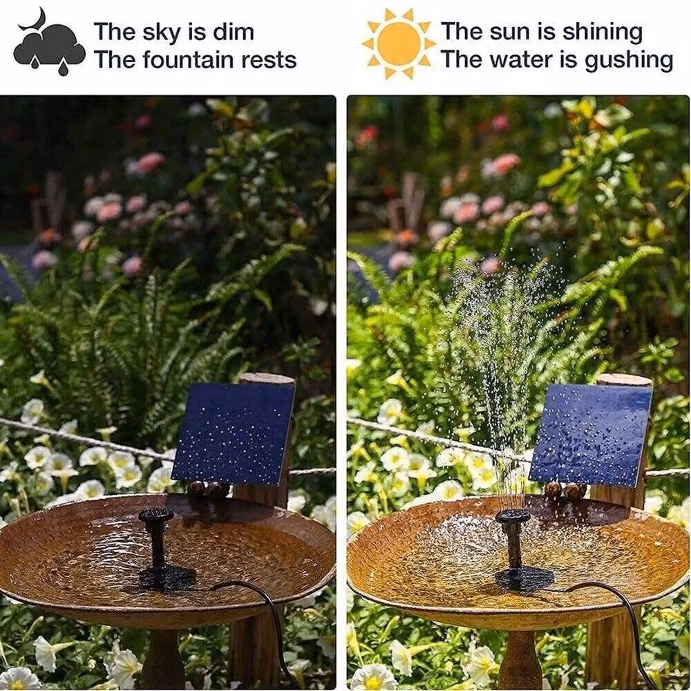 SPETLEK Solar Powered Round Water Feature Fountain in Black – 3