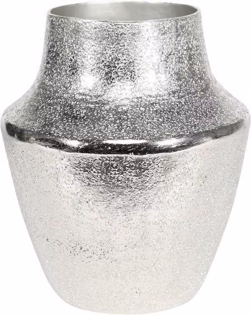 Kingsbury Gifts Modern Round Silver Metal Tabletop Cafe Vase