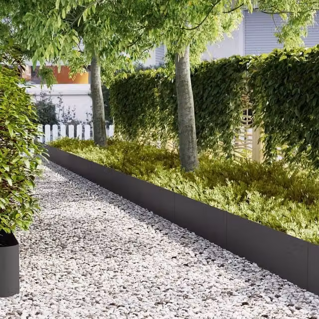 Berkfield Home Steel Lawn Edgings, Black, 50 Pieces, W/H: 100.5 x 30 cm