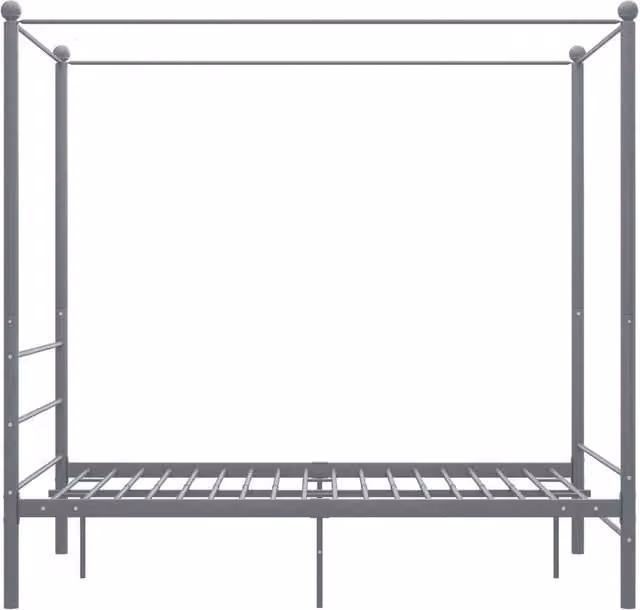Berkfield Home Modern Metal Canopy Bed Frame, Grey, W/D/H: 140 x 200 x 146 cm