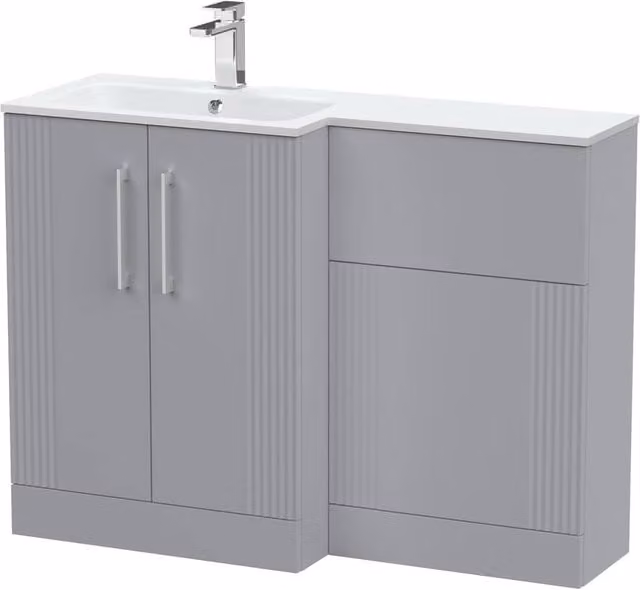 Balterley Belvide 2 Door Vanity WC Combi Unit with Stone Basin, Grey, W: 110 cm