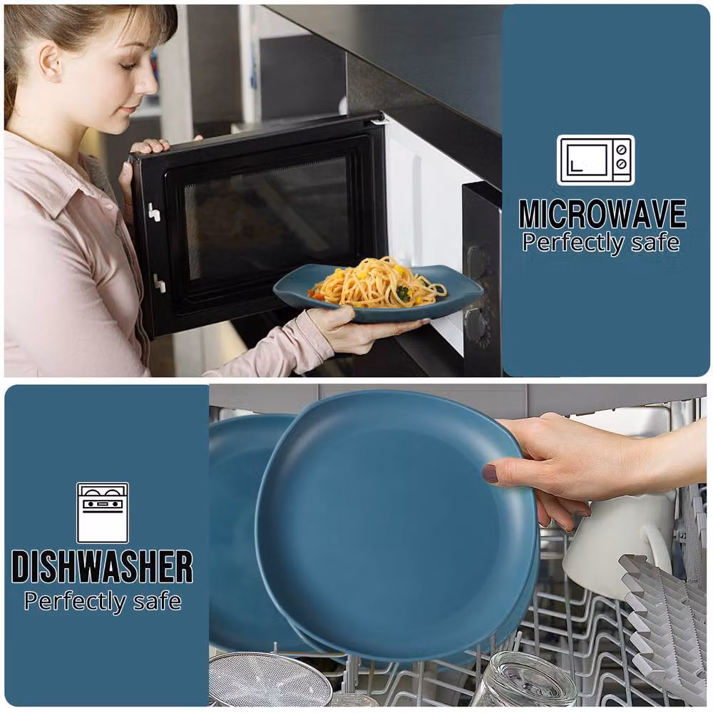 Greentainer Unbreakable Lightweight Plastic Dinnerware Set for 4 in Blue – 5
