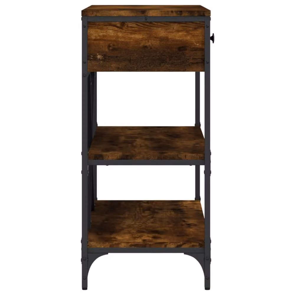 Berkfield Home Classic Console Table with Drawers and Shelves in Brown Smoked Oak – 4
