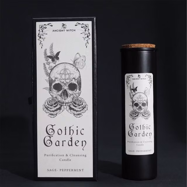 KDMK Ancient Witch Ritual Gothic Garden Scented Black Pillar Candle for Meditation and Rituals