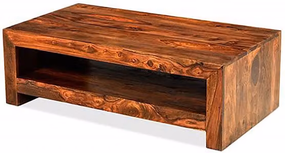 Archers Santa Clara Rectangular Acacia and Sheesham Wood Coffee Table in Brown with Live Edge and Lacquered Finish