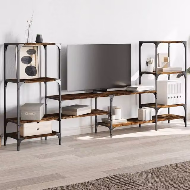 Berkfield Home Smoked Oak TV Cabinet in Brown, W/D/H: 206.5 x 28.5 x 95 cm