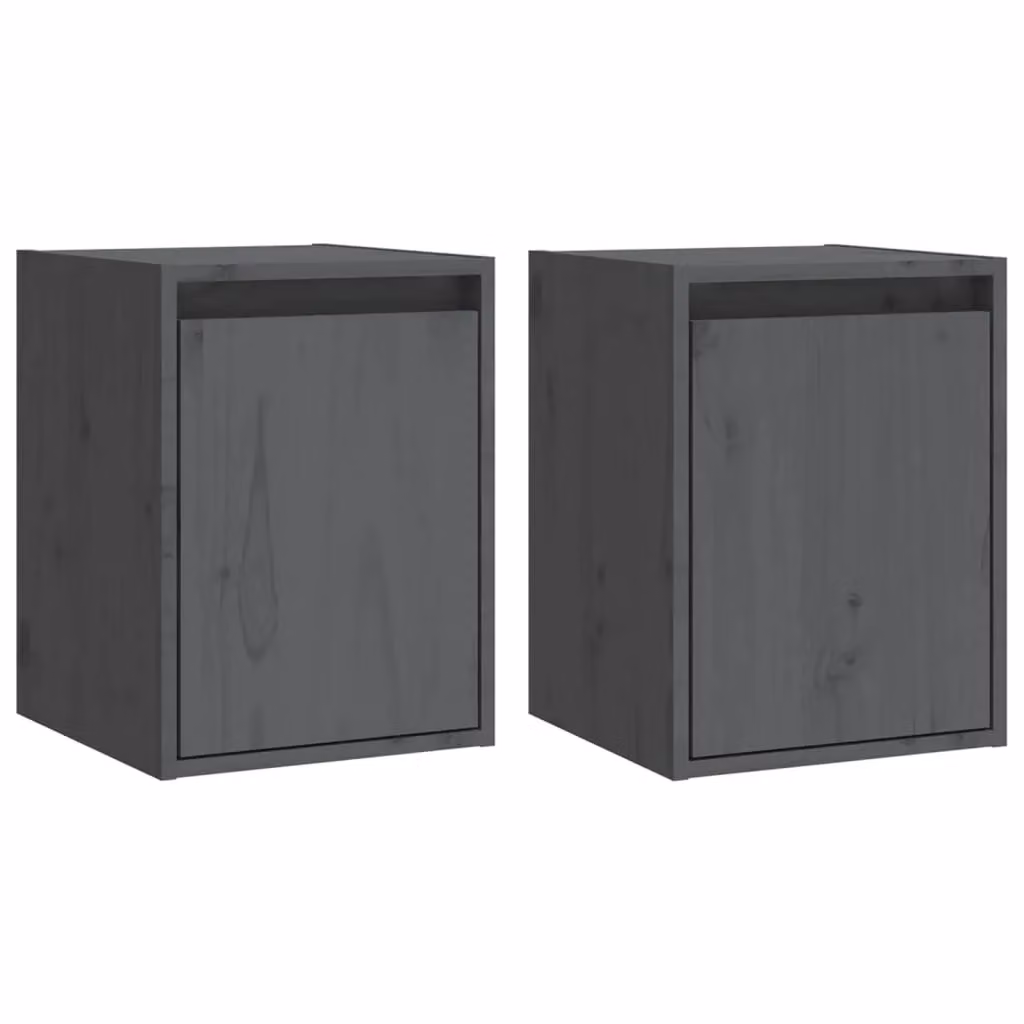 Berkfield Home Set of 2 Grey Solid Wood Pine Wall Cabinets, W/D/H: 30 x 30 x 40 cm – 2