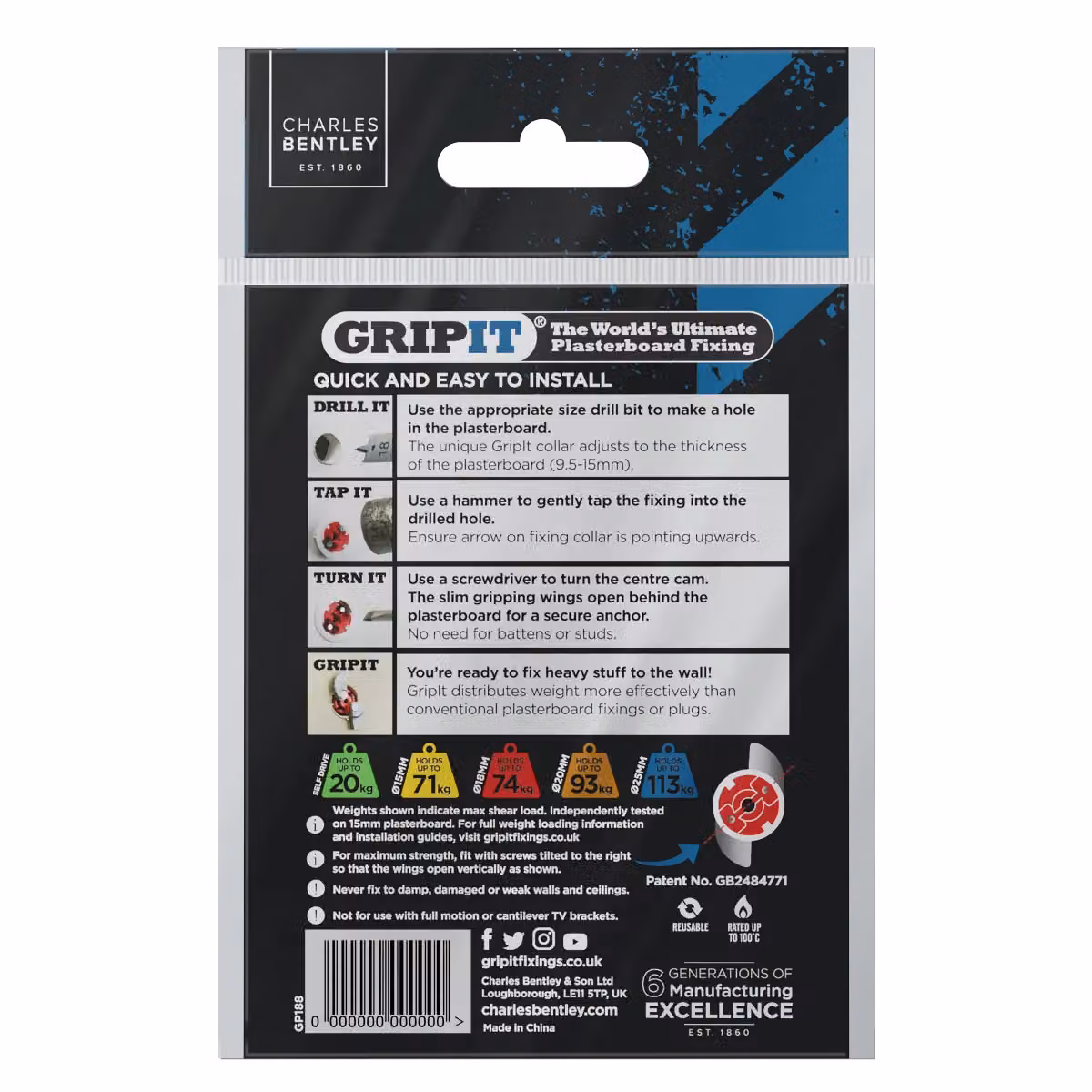 Gripit 18mm Red Plasterboard Cavity Wall Anchors, 8 Pack – 2
