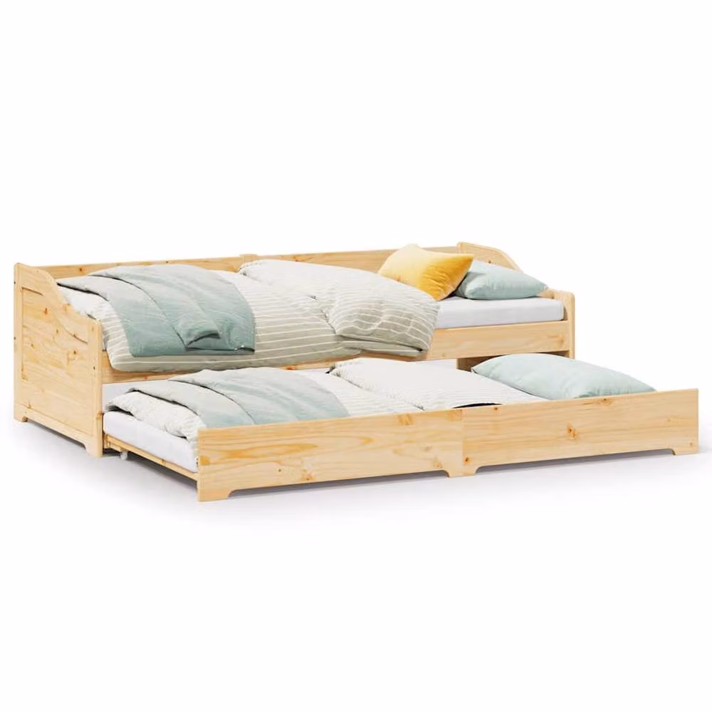 Berkfield Home Scandinavian Style Solid Pine Daybed with Trundle in Natural, W/D/H: 200 x 90 x 66.5 cm – 2