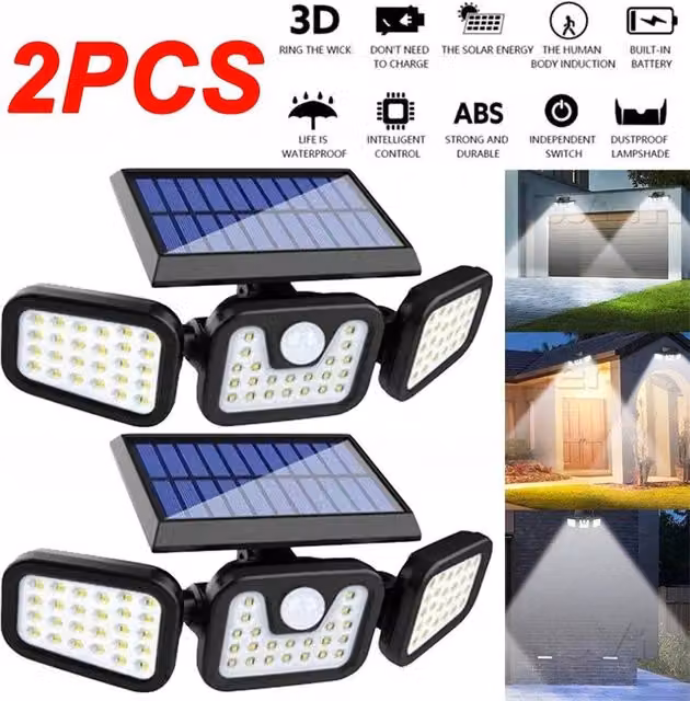 SPETLEK LED Solar PIR Motion Sensor Wall Light with RGB Multicolour Floodlight in Black