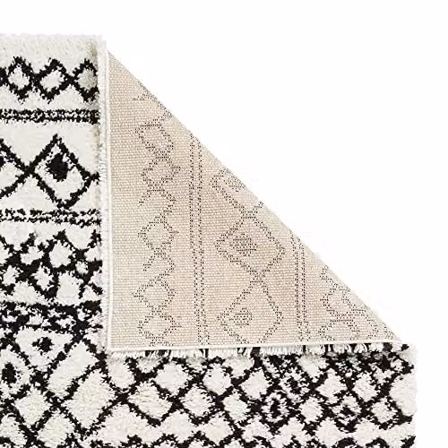 Think Rugs Scandi Berber G274 High Density Pile Shaggy Rug in White/Black, W: 160 cm, L: 220 cm – 3