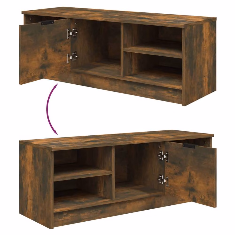 Berkfield Home Modern Smoked Oak TV Cabinet in Brown, W/D/H: 102 x 35.5 x 36.5 cm – 4