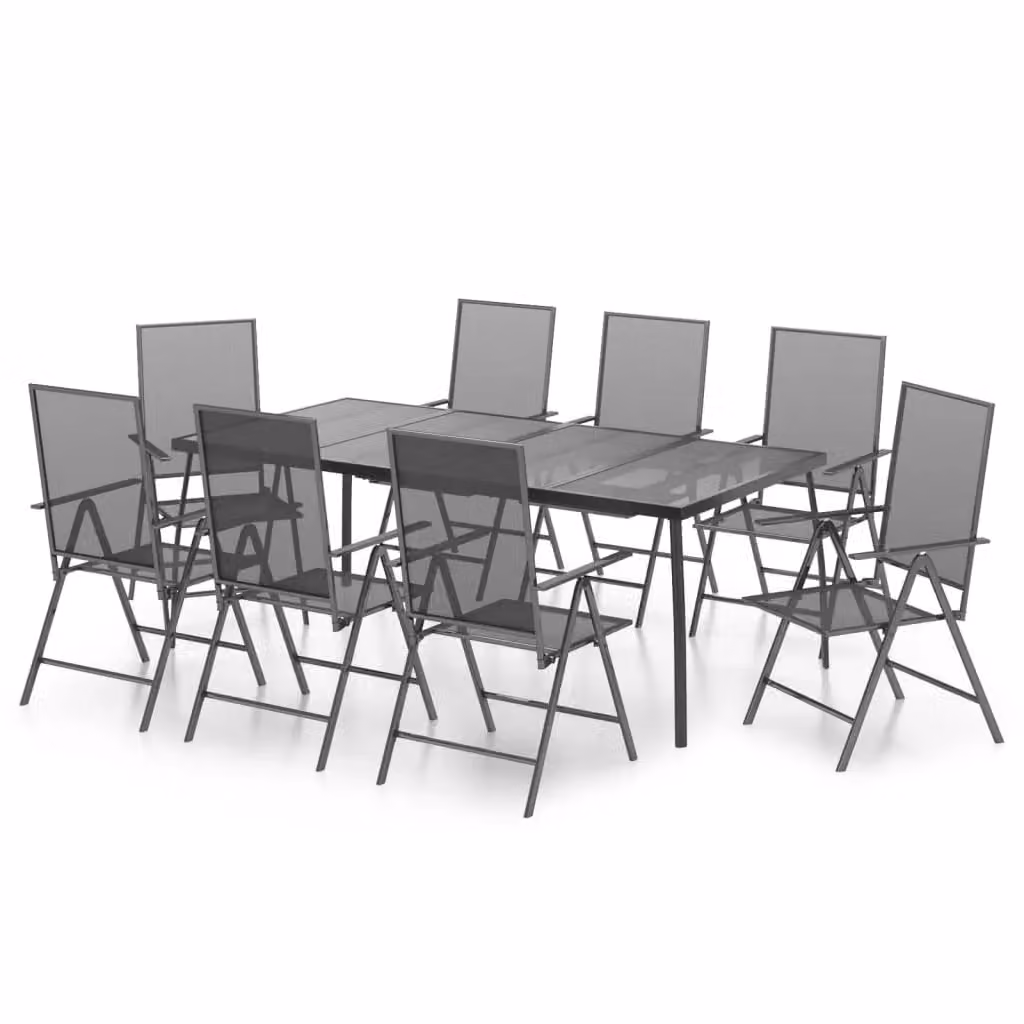 Berkfield Home 9 Piece Modern Garden Dining Set in Anthracite and Black Metal – 2