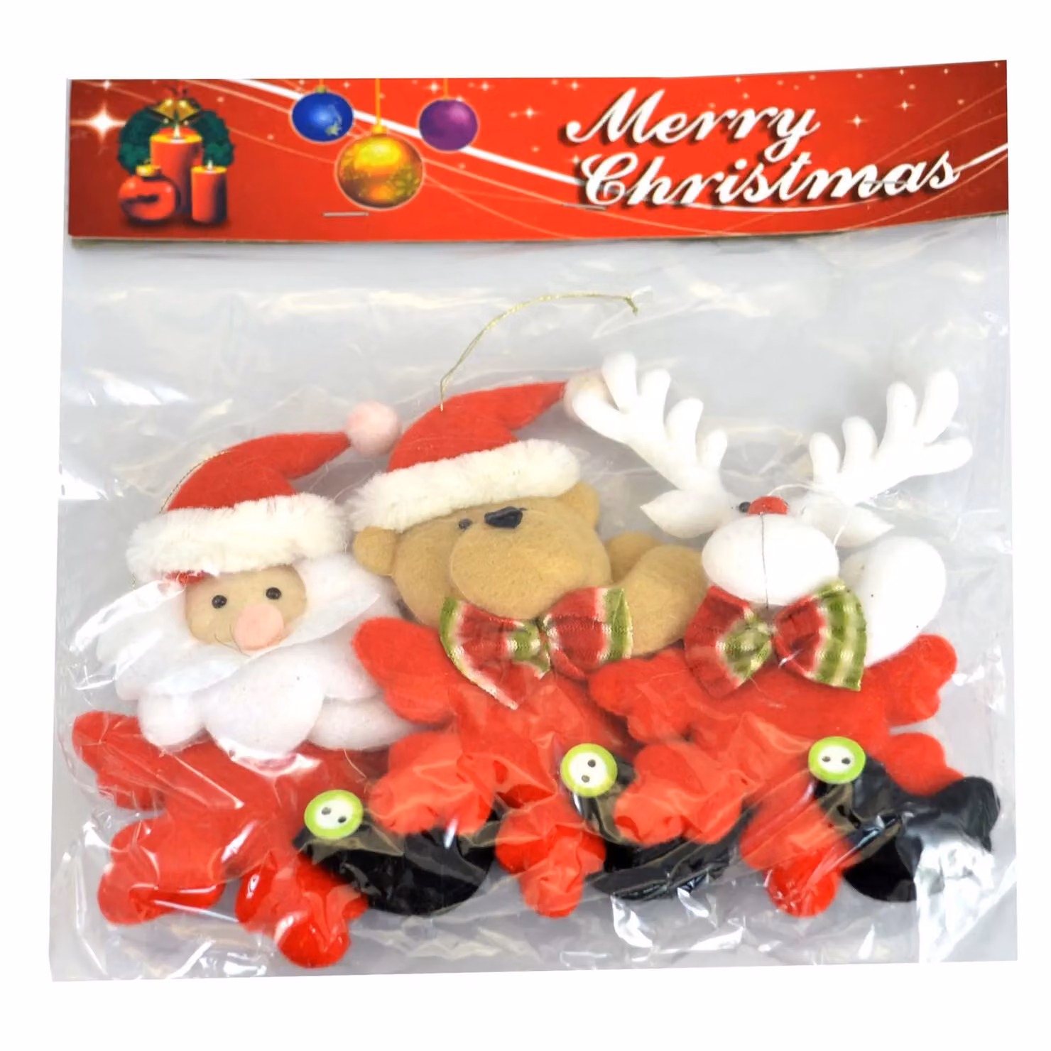 Shatchi Set of 3 Red Soft Teddy Animal Hanging Christmas Tree Decorations – 2