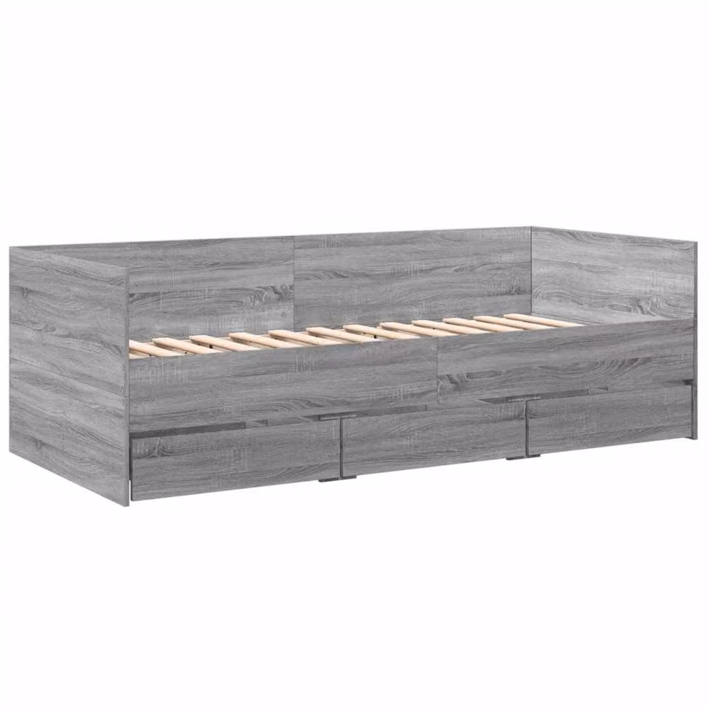 Berkfield Home Small Single Daybed with Drawers, Grey Sonoma, W: 75 cm, L: 190 cm – 3