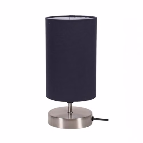 ValueLights Cylinder Touch Dimmable Table Lamp with Blue Fabric Shade in Chrome