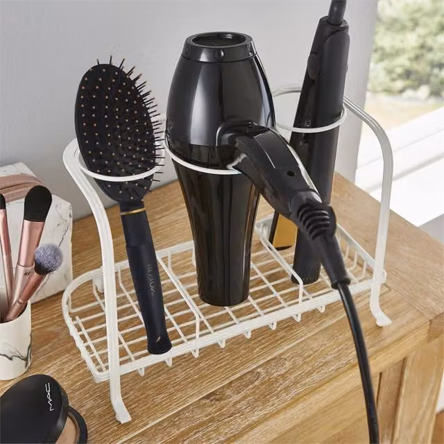 EONLION Metal Straightener Holder and Storage Rack in Beige or White, Width: 50 cm