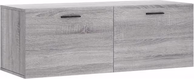 Berkfield Home Grey Sonoma Wall Mounted Cabinet with Hinged Doors and Internal Shelves, W/D/H: 100 x 36.5 x 35 cm