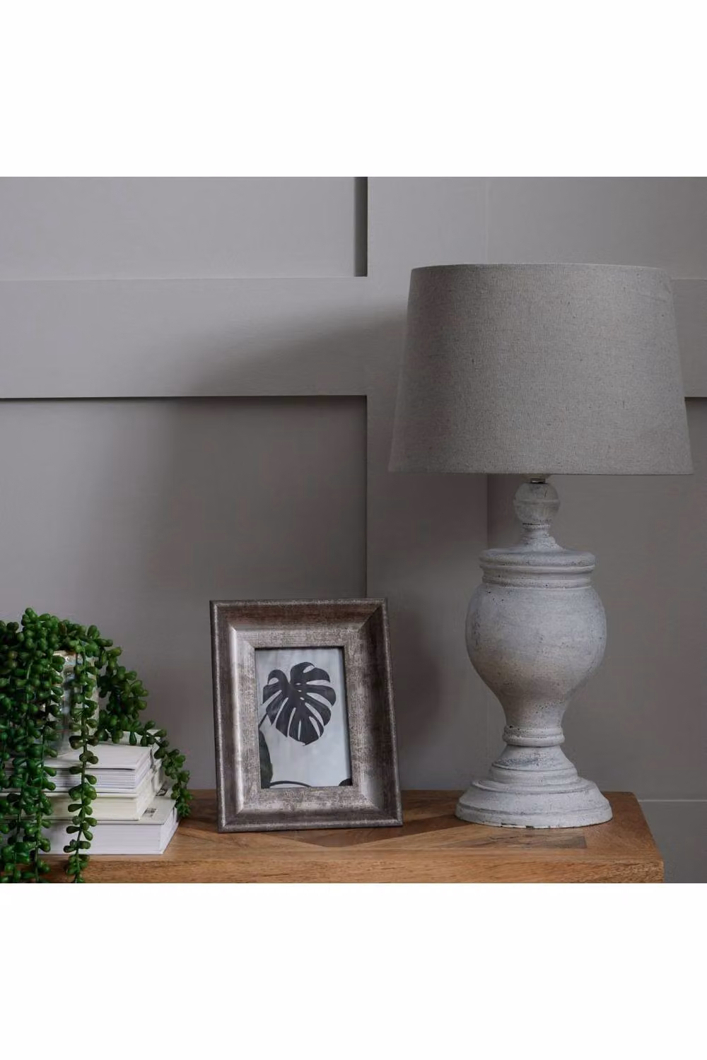 KDMD Uthina Modern Grey Table Lamp with Fabric Cylinder Shade for Living Room and Bedroom – 3