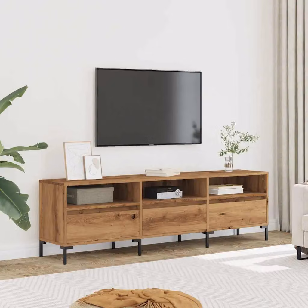 Berkfield Home Artisan Oak TV Cabinet in Brown, W/D/H: 150 x 30 x 44.5 cm – 3