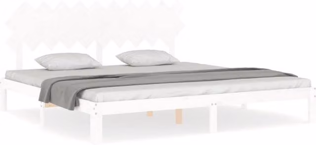 Berkfield Home White Solid Wood Bed Frame with Headboard, 200 x 200 cm – 1