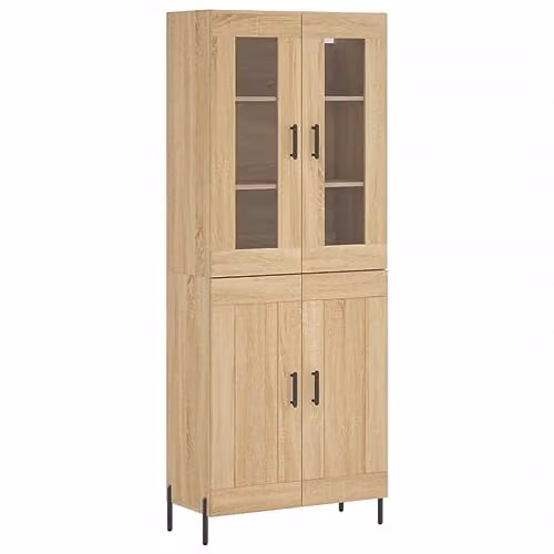 vidaXL Modern Highboard in Oak Brown, W/D/H: 69.5 x 34 x 180 cm – 1