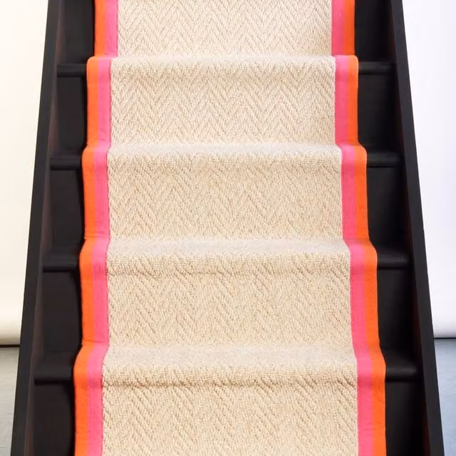 RainbowHome Herringbone Keswick Cream Fleck Sunset Trim Stair Runner, W: 70 cm x L: 700 cm – 1